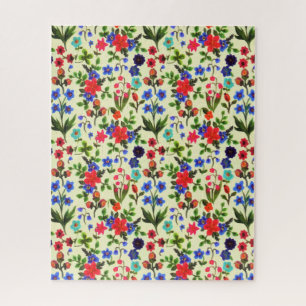 Vintage Rustic Summer Wildflower Garden Watercolor Jigsaw Puzzle