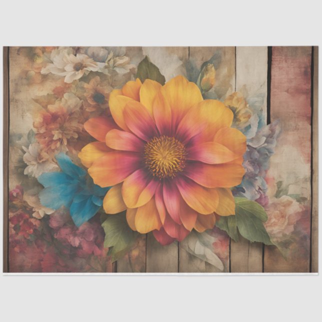 Vintage Rustic Sunflower Decoupage   Tissue Paper (Front)