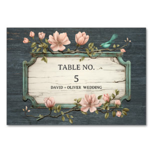 Vintage Rustic Sunflower Floral Wedding Table Number