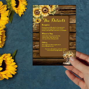 Vintage Rustic Sunflowers Country Details Card
