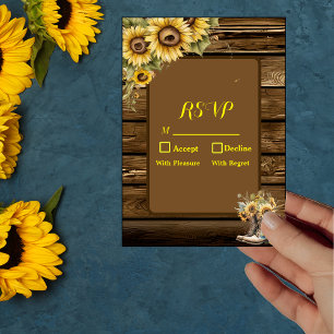 Vintage Rustic Sunflowers Country RSVP Card