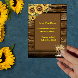 Vintage Rustic Sunflowers Country Save the Date Invitation