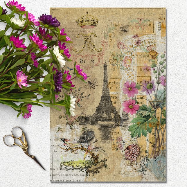 Vintage Rustic Textur Eiffel Tower Decoupage Tissue Paper (Creator Uploaded)