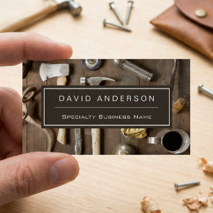 Vintage Rustic Tools Carpenter Handyman Woodworker Magnetic Business Card