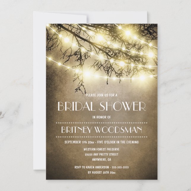 Vintage Rustic Tree Bridal Shower Invitations (Front)