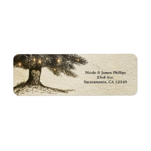 Vintage Rustic Tree & Lights Wedding Invitation Return Address Label