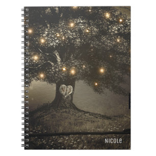 Vintage Rustic Tree & Night Lights Custom Wedding Notebook