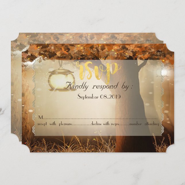 Vintage Rustic Tree   RSVP Invitation (Front/Back)