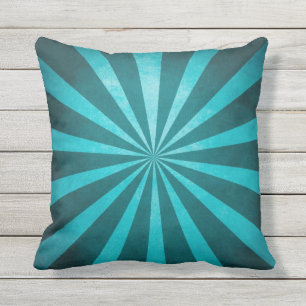 Vintage Rustic Turquoise Blue Starburst Pattern Cushion