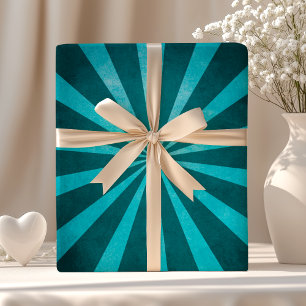 Vintage Rustic Turquoise Blue Starburst Pattern Wrapping Paper