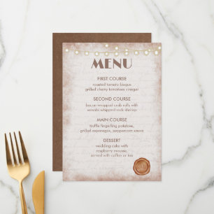 Vintage Rustic Watercolor Romantic String Lights Menu