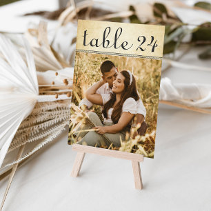 Vintage Rustic Wedding Photo Table Number
