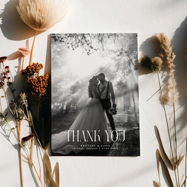 Vintage Rustic Wedding Photo Thank You Card (Creator Uploaded)
