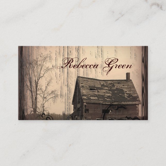 vintage rustic western country barn farm business card (Front)