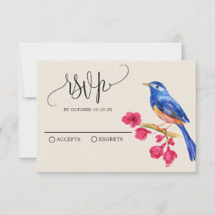 Vintage rustic Wild Animal bird floral RSVP Card