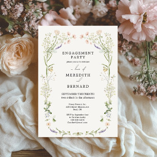 Vintage Rustic Wildflower Engagement Party Invitation