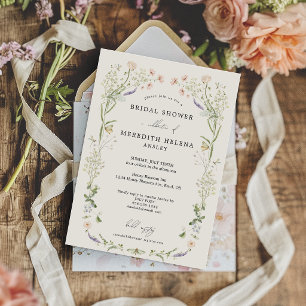 Vintage Rustic Wildflower Wedding Bridal Shower Invitation