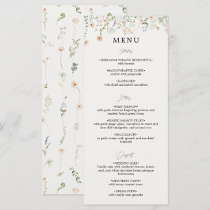 Vintage Rustic Wildflower Wedding Flat Menu