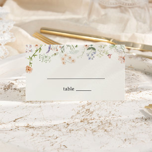 Vintage Rustic Wildflower Wedding Folded Place Card
