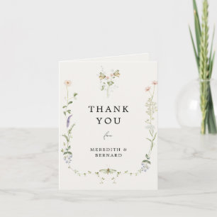 Vintage Rustic Wildflower Wedding Folded Thank You Card