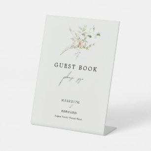 Vintage Rustic Wildflower Wedding Guest Book Pedestal Sign