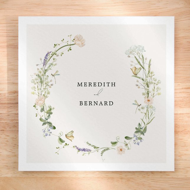 Vintage Rustic Wildflower Wedding Napkin (Creator Uploaded)