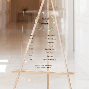 Vintage Rustic Wildflower Wedding Order of Events Acrylic Sign