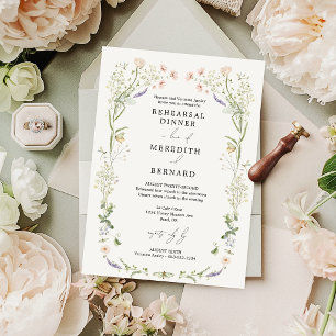 Vintage Rustic Wildflower Wedding Rehearsal Dinner Invitation