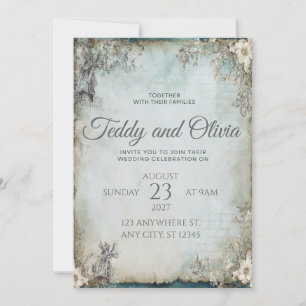 Vintage Rustic Windmill Floral Wedding Invitation