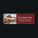 Vintage Rustic Winter Christmas Snowman Scene Return Address Label<br><div class="desc">Vintage happy holidays country store,  truck and snowman. Dress up your holiday card envelopes with these cute address labels.</div>