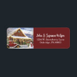 Vintage Rustic Winter Christmas Snowman Scene Return Address Label<br><div class="desc">Vintage happy holidays country store,  truck and snowman. Dress up your holiday card envelopes with these cute address labels.</div>