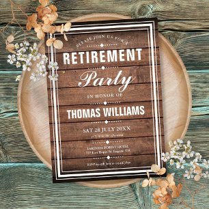 Vintage Rustic Wood Retirement Party Invitation