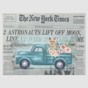 Vintage Rustic Yorkie And Truck Ephemera Tissue Paper