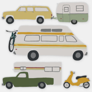 Vintage RV Van Motorhome Campervan Cute Drawing