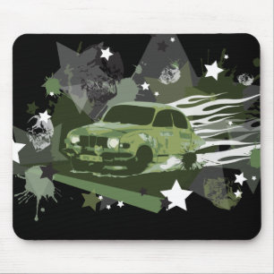 vintage saab rally mousepad