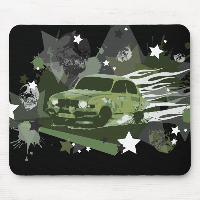 vintage saab rally mousepad (Front)