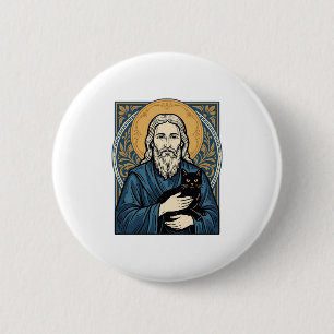 Vintage Sacred Cat Portrait Vector Shirt Design_1 6 Cm Round Badge