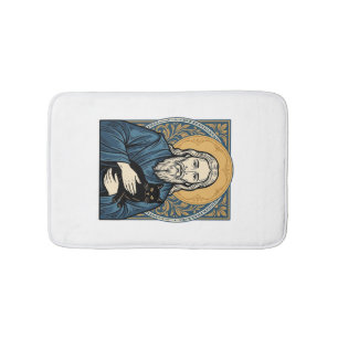 Vintage Sacred Cat Portrait Vector Shirt Design_1 Bath Mat