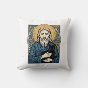 Vintage Sacred Cat Portrait Vector Shirt Design_1 Cushion