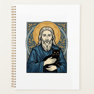 Vintage Sacred Cat Portrait Vector Shirt Design_1 Planner