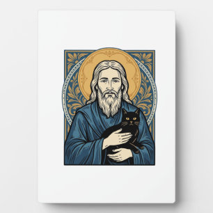Vintage Sacred Cat Portrait Vector Shirt Design_1 Plaque