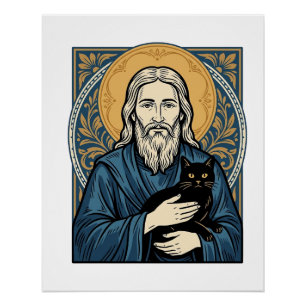 Vintage Sacred Cat Portrait Vector Shirt Design_1 Poster