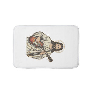 Vintage Sacred Guitarist Engraving Shirt Design_1 Bath Mat