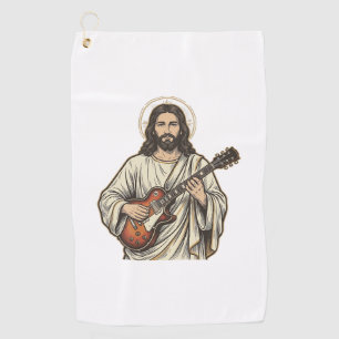 Vintage Sacred Guitarist Engraving Shirt Design_1 Golf Towel