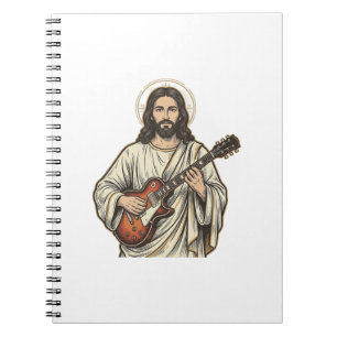 Vintage Sacred Guitarist Engraving Shirt Design_1 Notebook