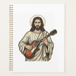 Vintage Sacred Guitarist Engraving Shirt Design_1 Planner