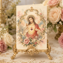 Vintage Sacred Heart Birthday Blessings
