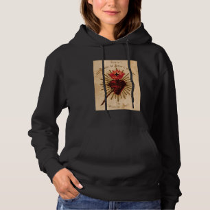Vintage Sacred Heart of Jesus Catholic Art Traditi Hoodie