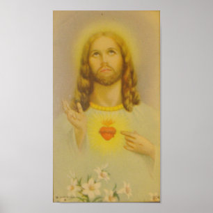 Vintage Sacred Heart of Jesus Christ Poster