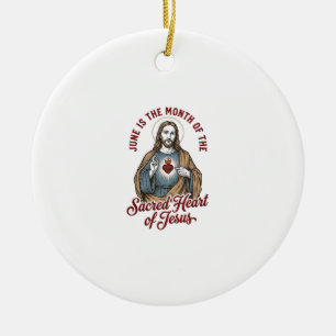 Vintage Sacred Heart of Jesus June Religious Shirt Ceramic Ornament